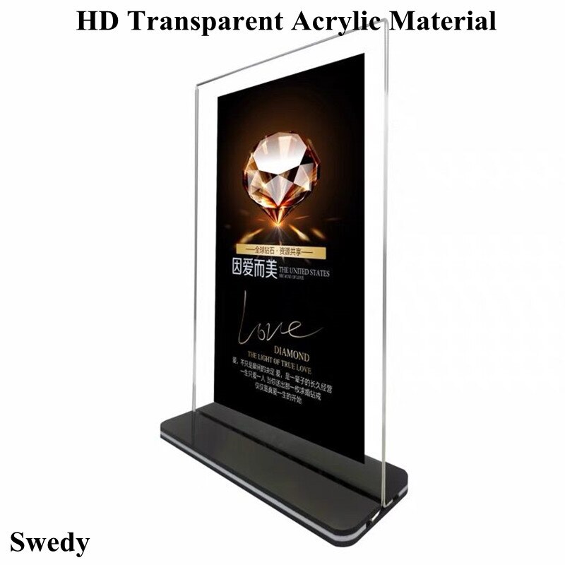 100x200mm Clear Acrylic Poster Menu Holder Leaflet Display Stands T Shape Sign Holder Frame Display Stand: 10x20cm Vertical