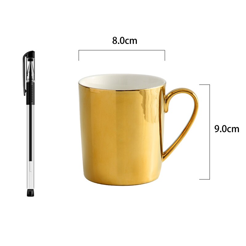 Europe kaffekopp sett gull/ sølv bein kina tekopp sett galvaniserte kopper og underfat hjemmefest drinkware: Gull 330ml