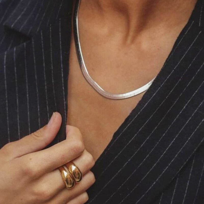 17Km Trendy Goud Kleur Snake Collier Voor Vrouwen Mannen Punk Multilayered Collier Sieraden: 5569602
