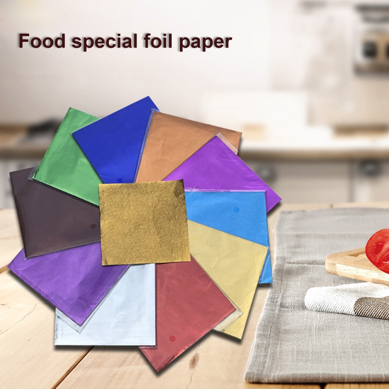 100 Stck Süssigkeit Farbe Lebensmittel Aluminium Folie Kasten NäHenne Paket Papier Handgemachte Papiere DIY Schokolade Süssigkeit Tee Verpackung Dekor