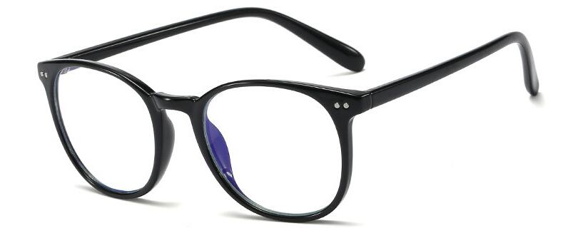 Anti Blue Light Eyewear Frame For Women Optical Round Transparent Glasses Game Points Myopia Nerd Glasses Frame Clear: C1 black clear