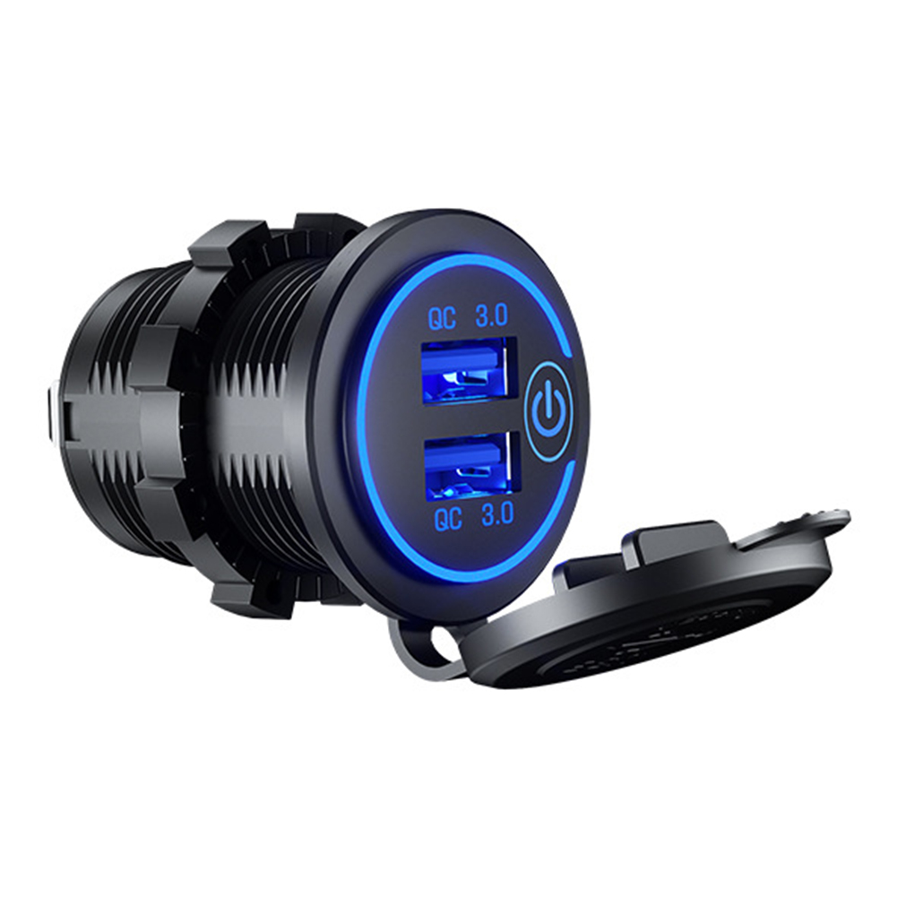Wasserdichtes dual-usb-autoladegerät für mobiltelefone, boote, golfwagen, motorräder, 12 to 24v 3.0