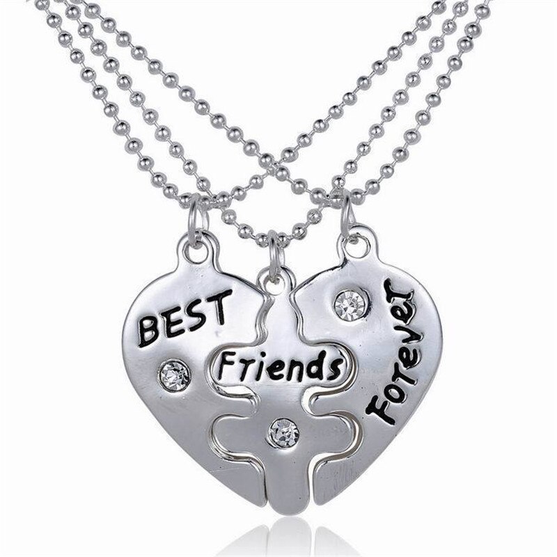 de Navidad, Collar con estilo BFF, 3 uds., collares de mejores amigos para siempre, Collar de amistad, abalorio colgante de corazón,