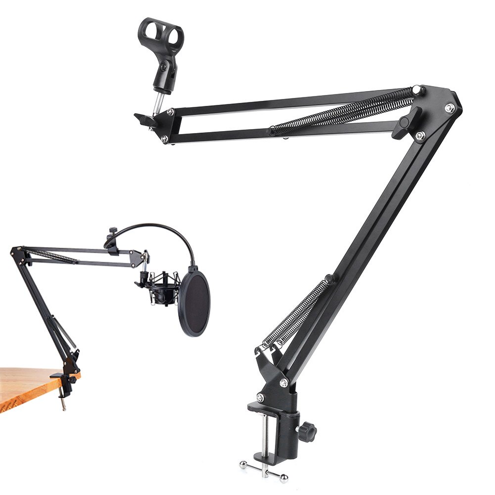 Aluminium Alloy Black Strengthen Condenser Microphone Table Mounting Stand Mic Damping Hanging Arm Bracket pie de microfono