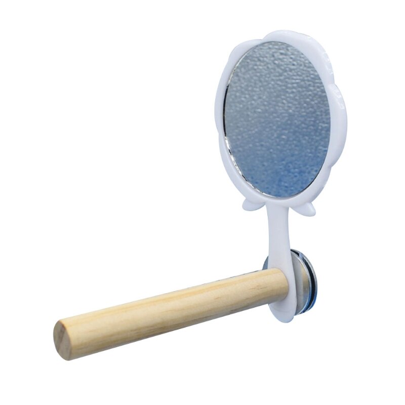 Parrot Perch Triangle Frosted Hen Stand Wood Table Top Play Toy for Hens Handmade Swing Bird for Large Bird With Mirror