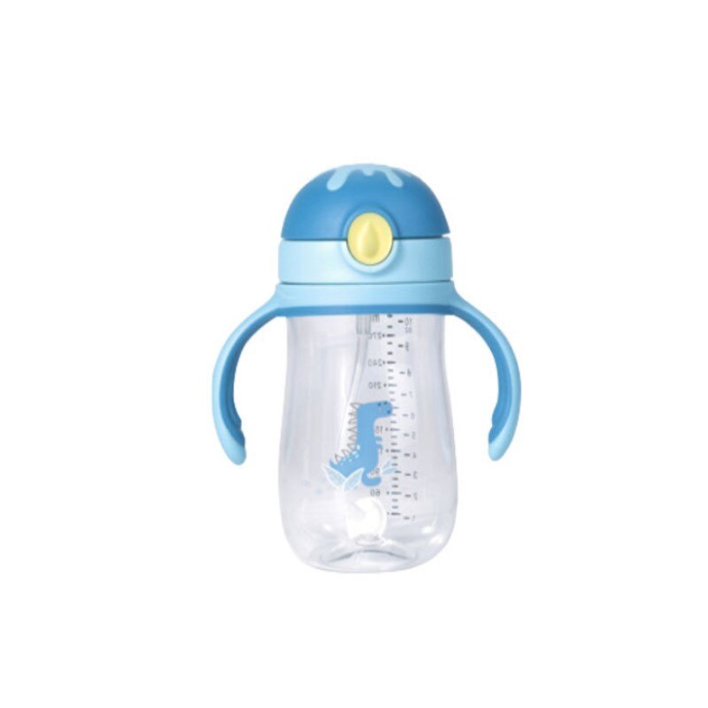 Baby Bottle Feeding Drinking Cup Children's Straw Cup With Handle Gravity Ball Anti-choke Handle Lanyard Two-water Cup: blue 300ml