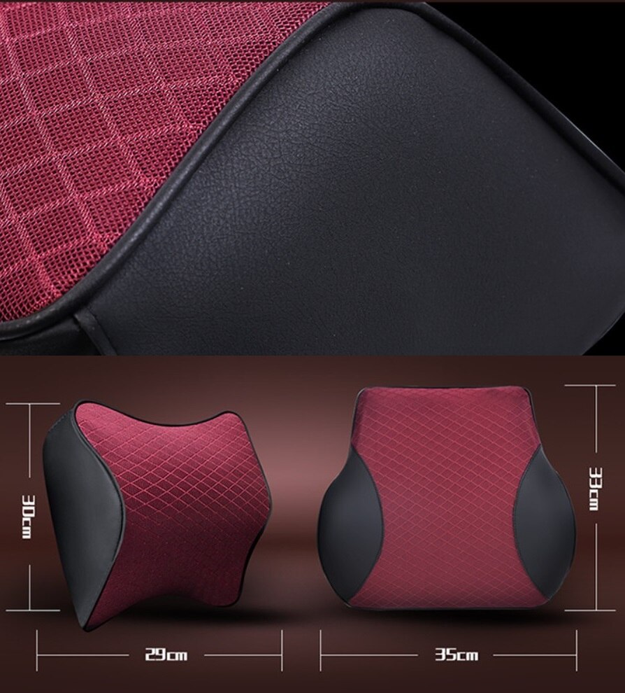 Auto Kissen Auto Auto Sitz Zurück Lenden Unterstützung und Hals Kissen Bausatz Auto Kopfstütze Zurück Kissen Schaum Baumwolle Schwarz verrotten
