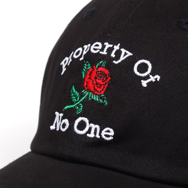 Property Of No One Rose flower Caps Summer Baseball Cap Embroidery Dad Hat 100% Cotton Snapback Women Men Hats