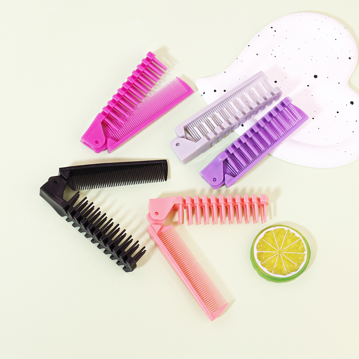 Tragbarer Reise-Klappkamm, Bürste, antistatischer Styling-Massagekamm, professionelles Haar-Styling-Werkzeug, speziell für Echthaar-Perücken