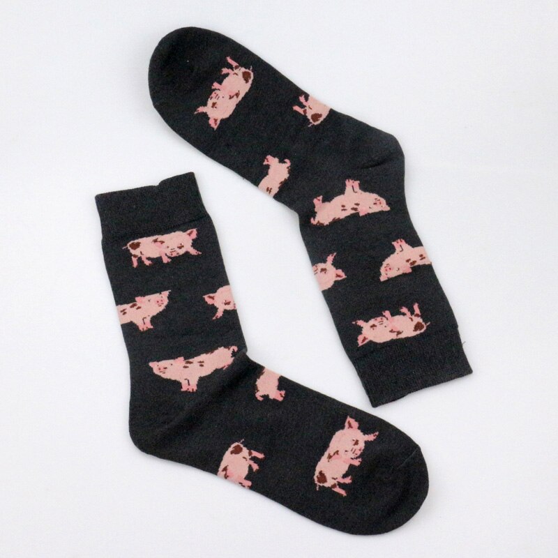 Animal Men Women Unisex Socks Pug Sausage Dog Short Socks Shiba Inu Socks Loafer Beagle Modeager Silky Teckel Crew Buldog socks: pig socks black