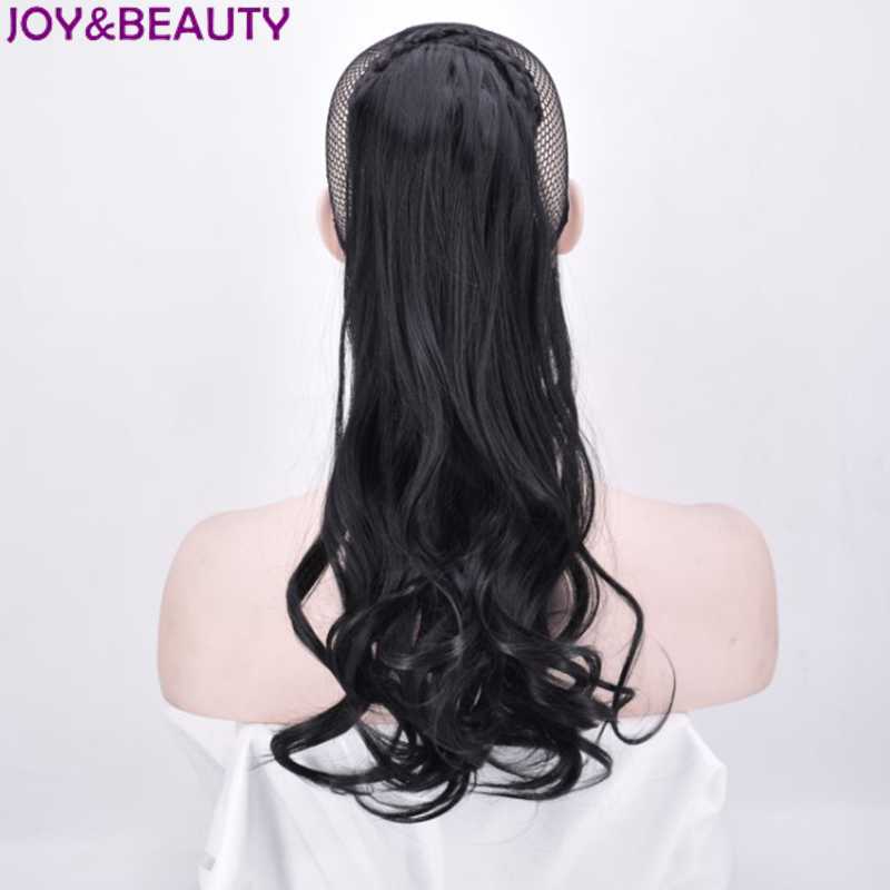 Glæde & skønhed syntetisk hår langt bølget hår chignon fiber med høj temperatur 130g 22 "klip i hestehalehårforlængelser