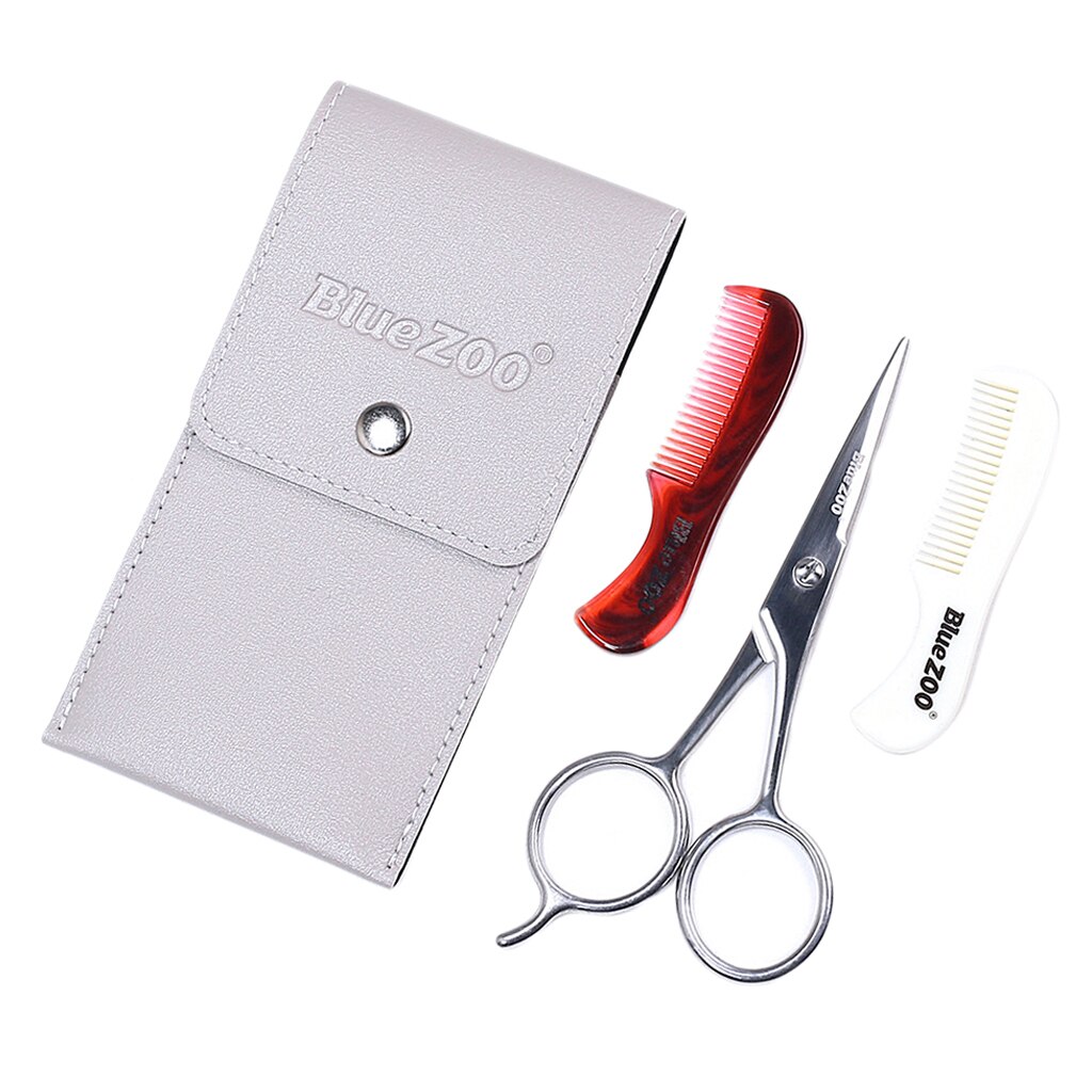 3 stuks heren baard snor neus haar trimschaar vormkammen gebogen snor neus oor haar verwijderaar schaar trimmer: Wit