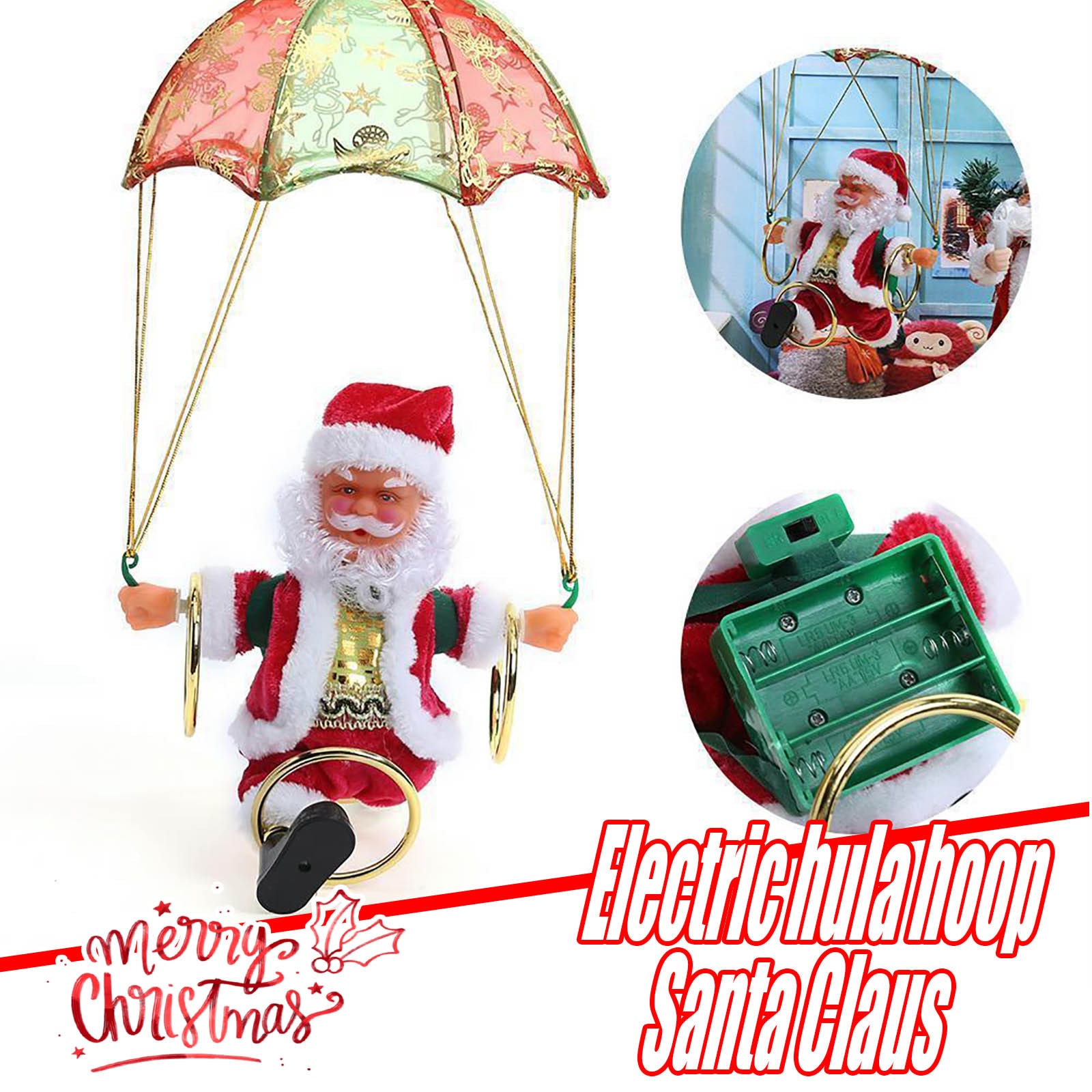 Creatieve Elektrische Kerst Speelgoed Parachute Kerstman Speelgoed Voor Kinderen Elektrische Kerst Zal Turn Hoelahoep Santa 108