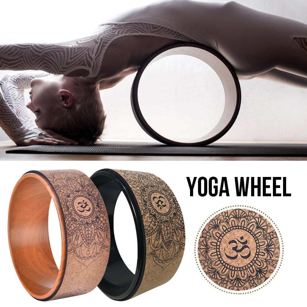 Fitness yogahjul naturlig kork hul forbedrer rygbøjninger stretch pilates cirkel yoga tilbehør fitness hjul pilates ring