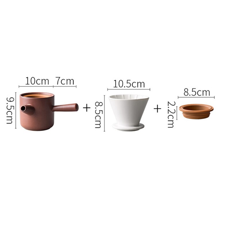 GURET-tasses à café en céramique | Lot de 1 papier gratuit, Portable V60 entonnoir, filtres goutte à goutte, cône 2 en 1 cafetière expresso café: Brown