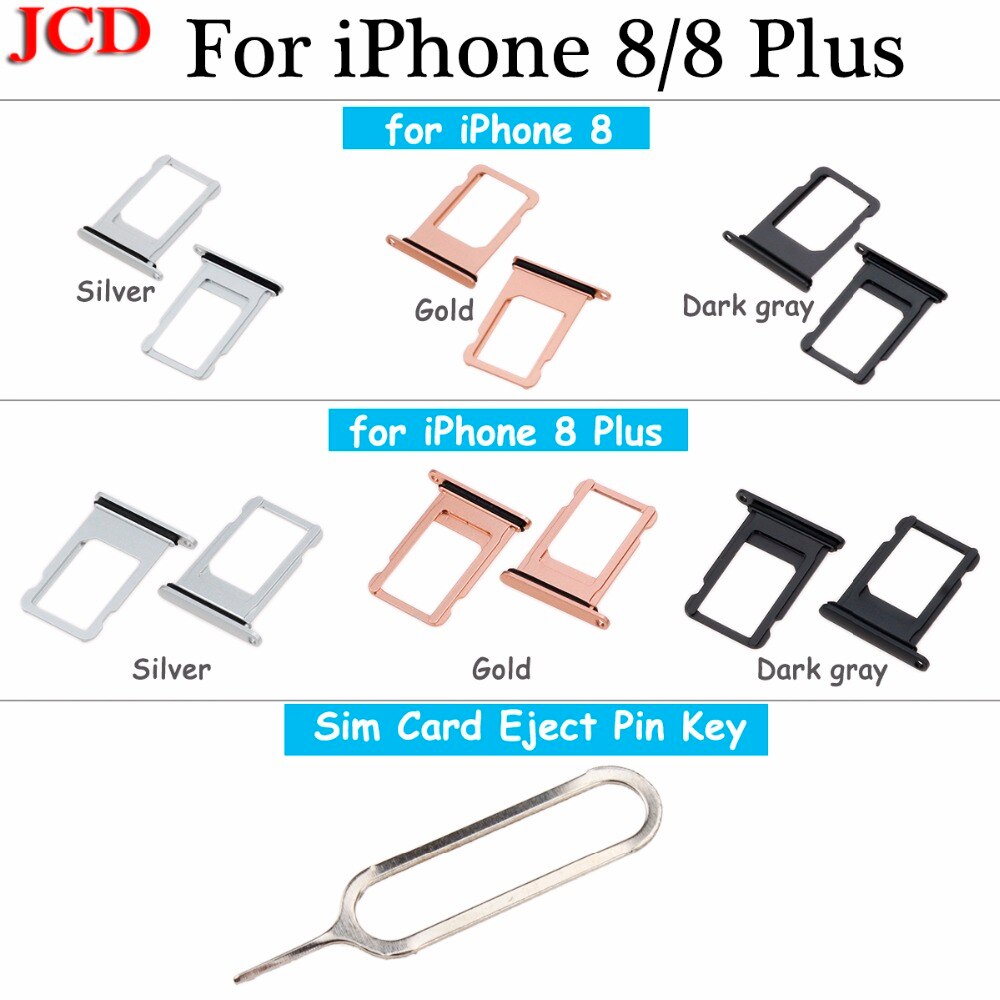 JCD Para iphone Nano SIM Card Tray Titular Slot para iphone 8 8 Plus Parte Substituição Do Cartão SIM Titular do Cartão Adaptador soquete para Apple