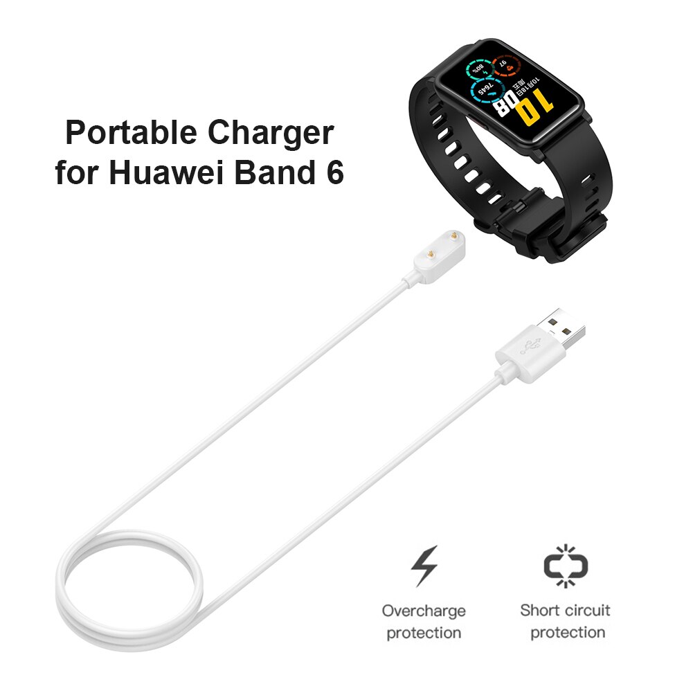 1m usb-ladekabel bærbar for huawei band 6/ watch fit honor band 6/ watch es lader base brakett smart tilbehør