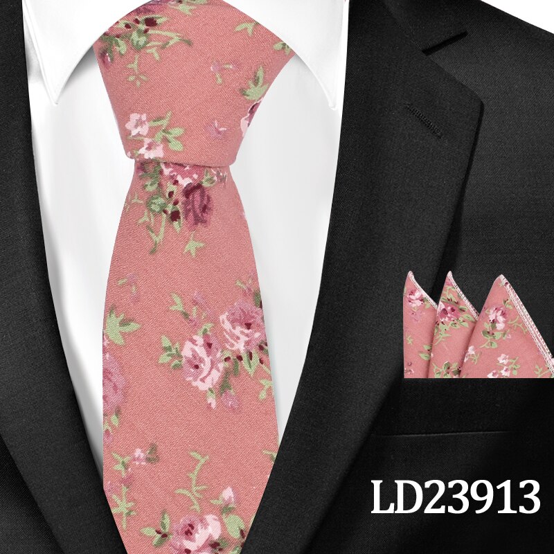 Neue lässig Blumen Baumwolle Krawatten Und Tasche Platz setzt Blume Drucken Dünne Krawatte Für Männer Mens Hals Binden Krawatte 6cm Dünne Krawatten