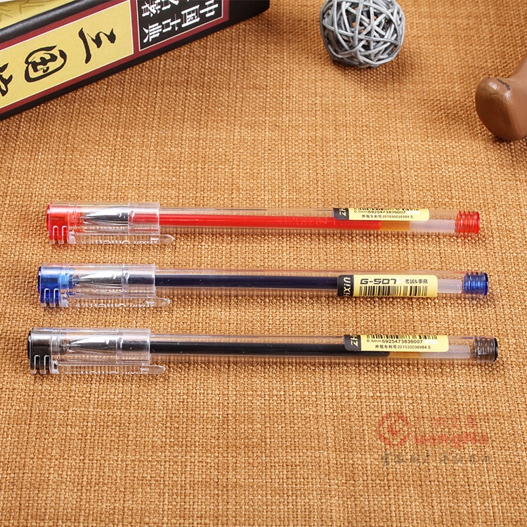 12pcs/lot Gel Ink Pen Needle Point Pen financial pen writing pen 0.5mmBlack/Blue/Red Color supplies