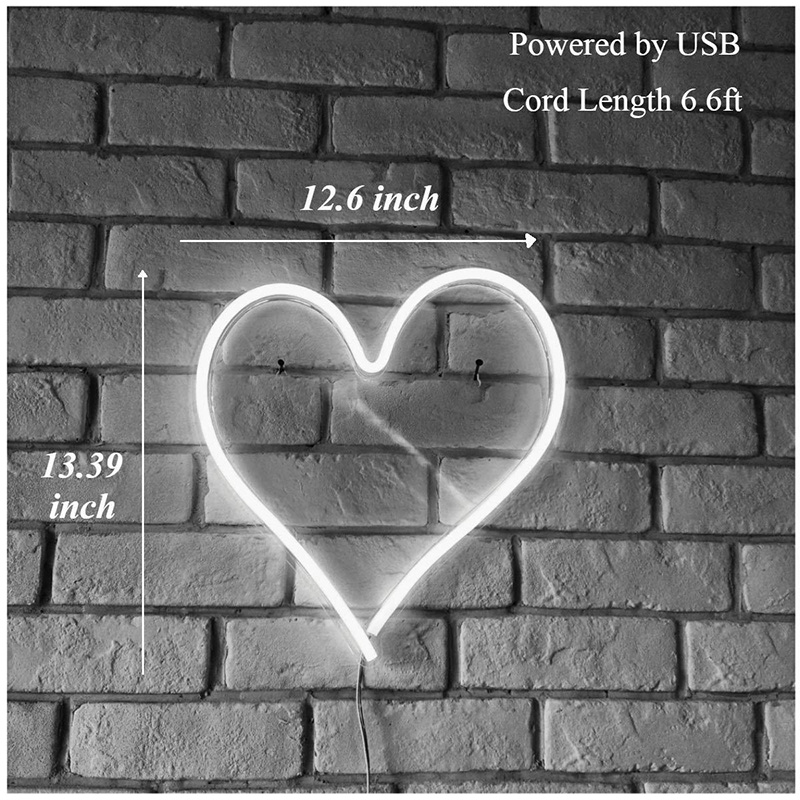 Led Neon Light Teken Hartvorm Neon Sign Muur Opknoping Art Voor Bar Slaapkamer Woonkamer Party Home Decor Night licht Usb Powered