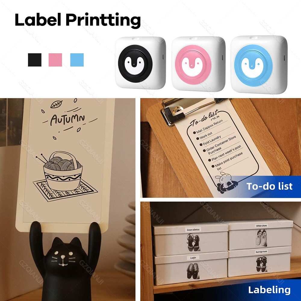 304DPI Photo Printer Bluetooth Wireless Connected Via Phone Free App For Android and iOS Mini Pocket Thermal Printer 300DPI