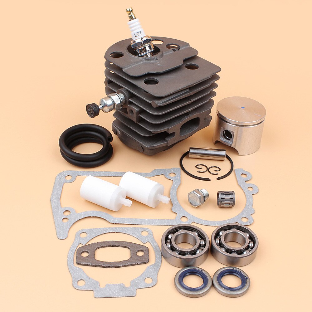 46mm nikasil cilindro pistão manivela rolamento kit junta para husqvarna 51 55 55 peças de motosserra fazendeiro com válvula de descompressão