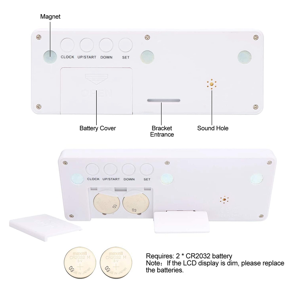 Big Digital Countdown Days Timer Clock - 999 Days Count Down Clock Timer for Graduation Lab Kitchen (White)