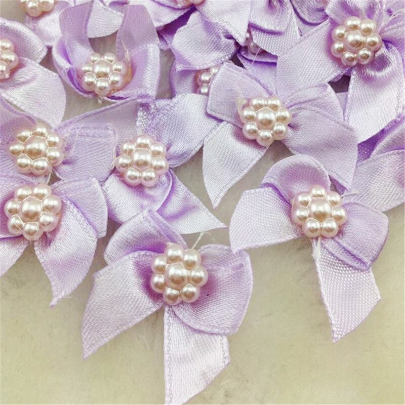 50pcs Mini Satijnen Lint Bloemen Bows Cadeau Craft Wedding Decoratie A262: Purple