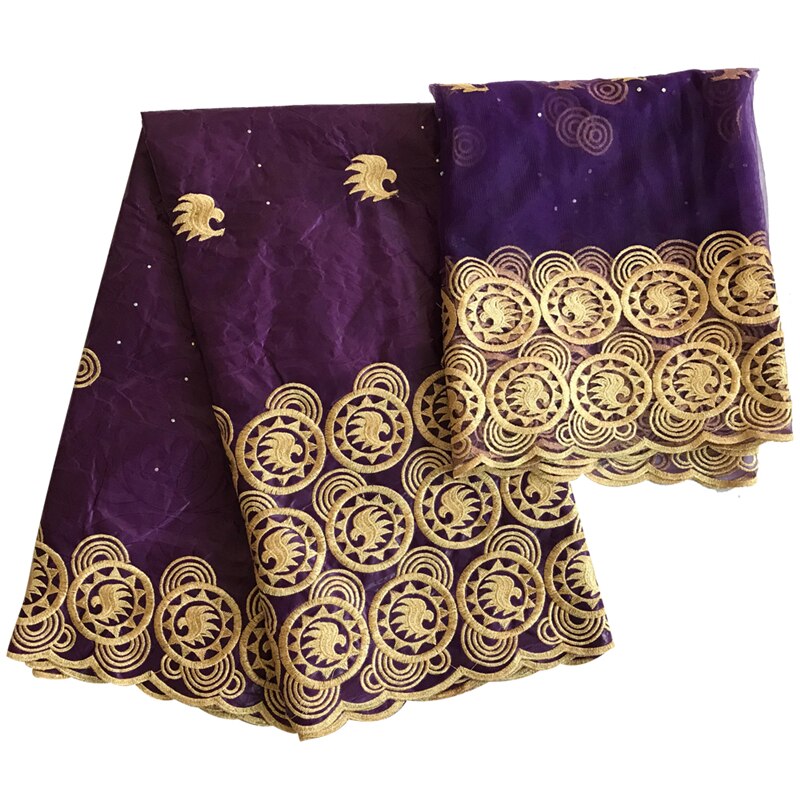 bazin rich getzner austria cotton patchwork fabrics african bazin brode getzner embroidered tulle fabric headtie 5+2 yards/lot: Purple
