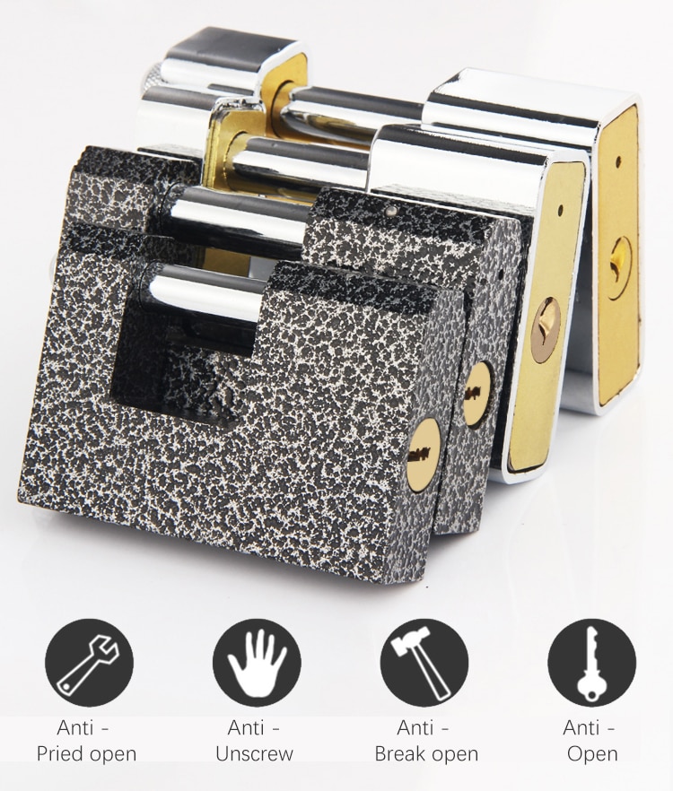 1Pcs Marble Texture Rectangular Horizontal Opening Lock Anti-theft Padlock Stainless Steel Burglar Padlock Security Safety Lock