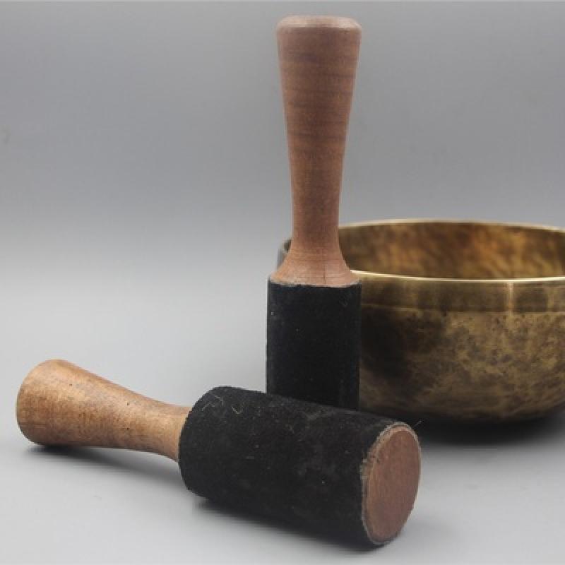 Cuenco tibetano de cuero palo de martillo palo de madera mango de meditación budista tibetana cuenco de canto accesorio 8-25cm
