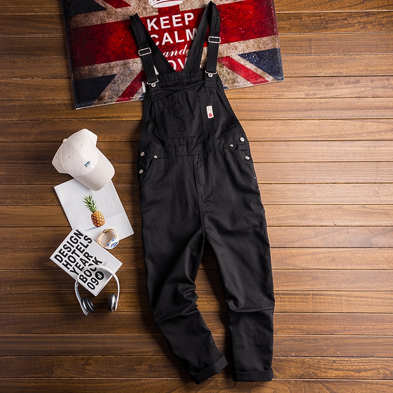 Europeisk og amerikansk street stlye jumpsuit menn tilfeldig retro verktøy trend overall par bukser bra