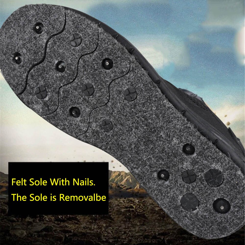 JEERKOOL Rock Felt Sole With Nails Removable Sole Felt Spike Bottom Velcro for Rocking Shoes Fishing Waders Size 39-45