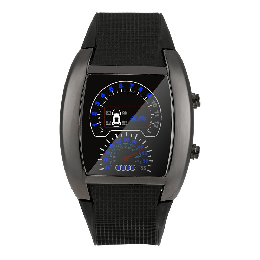 ! Reloj LED para hombre, a la reloj Digital, luz Flash Turbo, velocímetro deportivo para coche, medidor de Dial, reloj para correr