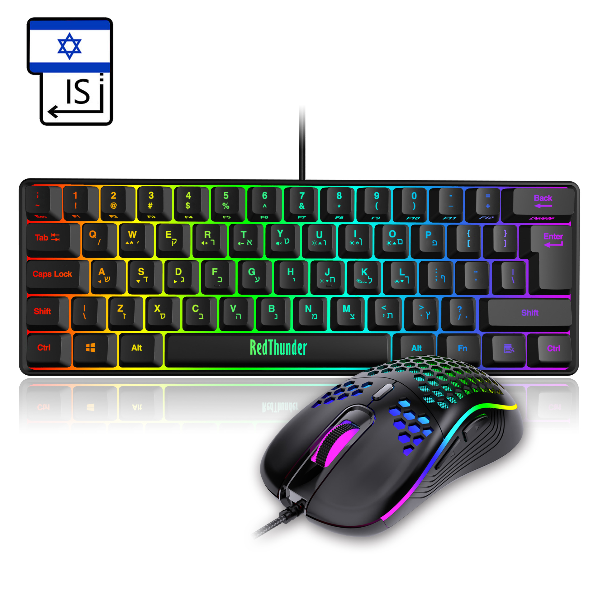 Ensemble clavier et souris de jeu RedThunder 60%, Mini-clavier Ultra-Compact, rétroéclairé rvb, 7200DPI, pour PC et Mac Gamer: IS