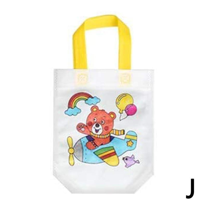 Diy Milieubescherming Graffiti Tas Handgemaakte Voor Kinderen Kleuterschool Puzzels Kinderen Zakken Schilderij Tote U1V5: J