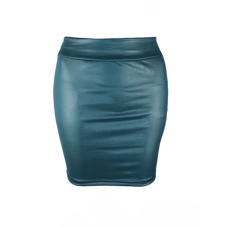 Minifalda de tubo de cuero de imitación ajustada negra, faldas cortas coreanas de Sexy de cintura alta para mujer, , dulce de verano: M / Azul