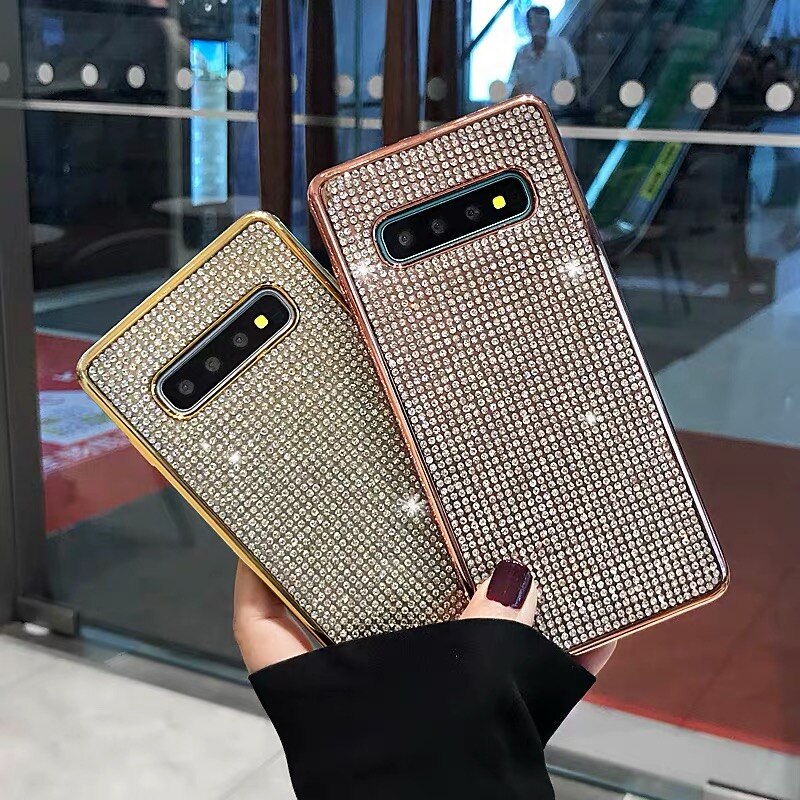 Bling Voller Diamanten Fall für Samsung S20 S10 Plus S10E Etui für Samsung S7 S7 rand S8 S9 Plus coque Weichen Strass Funda