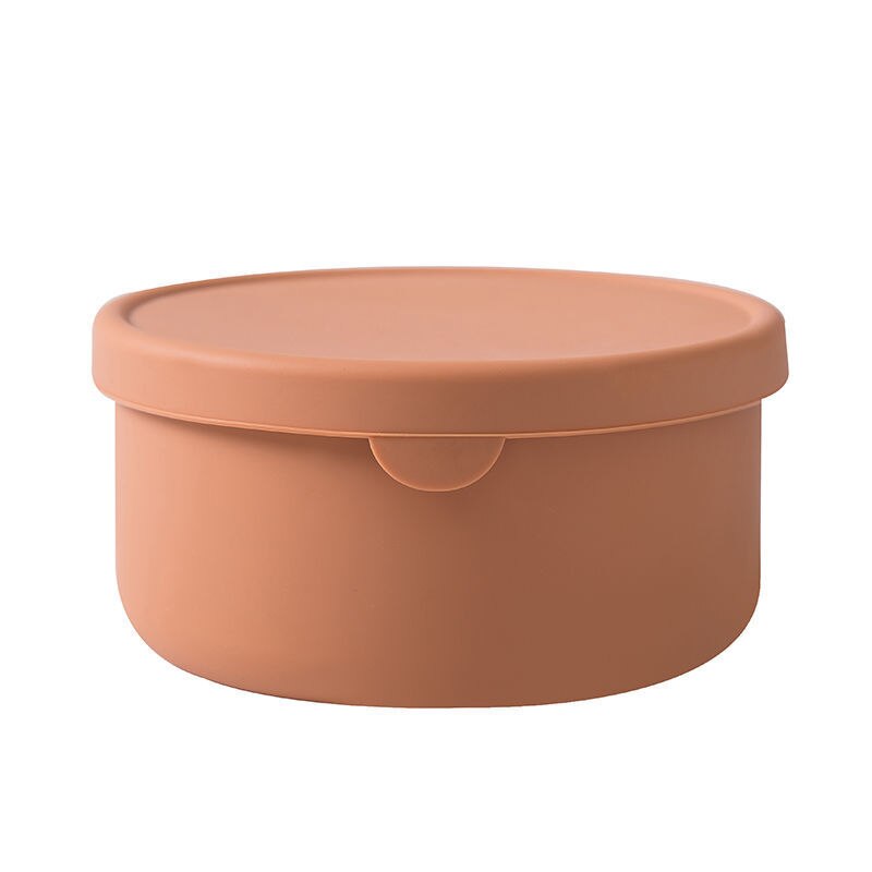 Silicone Lunch box fresh-keeping box Leak-proof Fruit Salad Bowl Microwave Tableware For Women Meal Prep Food Storage Containers: Brown 700ml