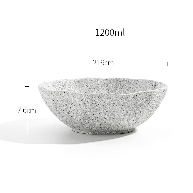 Nordic Granite Texture Ceramic Plate Dishes Irregular Western Food Dinner Plates Dessert Dish Soup Bowls Home Tableware: H-21.9x21.9x7.6cm