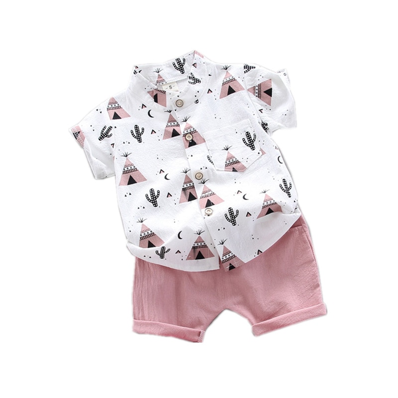 Costume d'été pour bébés garçons, chemise imprimée, short, vêtements en coton,