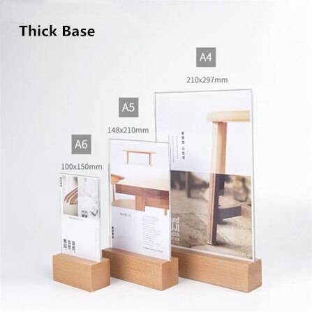 A5 Clear Heavy Duty Acrylic Sign Holder Picture Frame for Paper Restaurant Table Menu Card Display Stand: 5