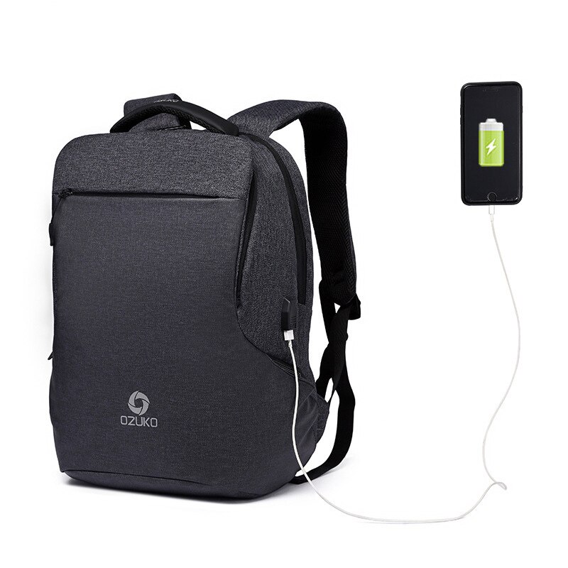 Heren rugzak student schooltas laptop rugzak multifunctioneel heren zakelijk reizen usb opladen 15.6 inch solide