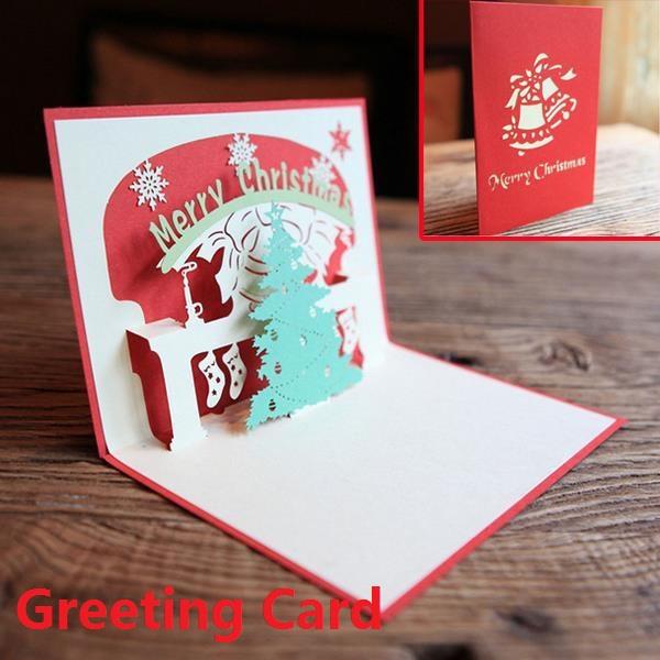 Paper 3D Pop Up Greeting Cards Merry Christmas Xmas Tree Children Kids