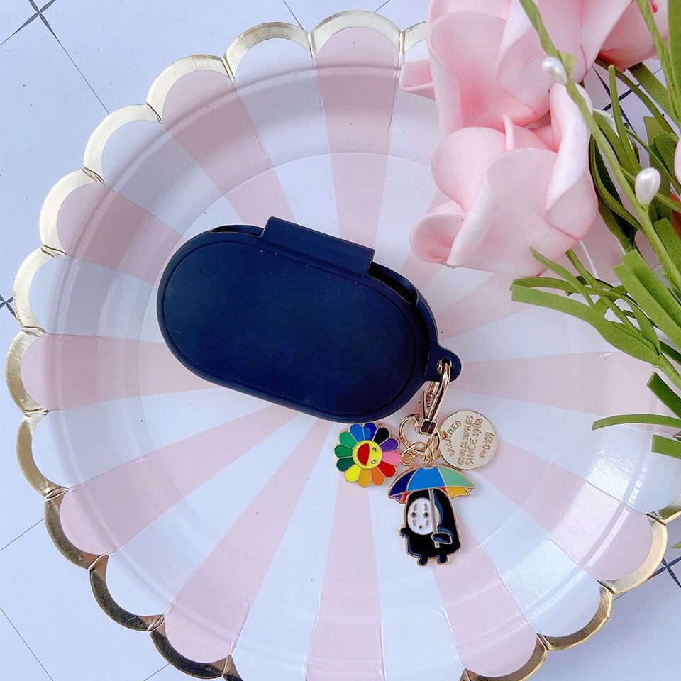 Coreano di lusso Del Silicone di Caso per Samsung Galaxy Gemme/Germogli + Più Della Copertura di Bluetooth del Trasduttore Auricolare Proteggere Gli Accessori Portachiavi Decor Ragazza: navy blue boy