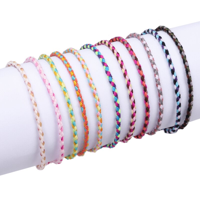 Pulseira prateada da sorte tibetana feminina, bracelete de corda com nó na cor boho