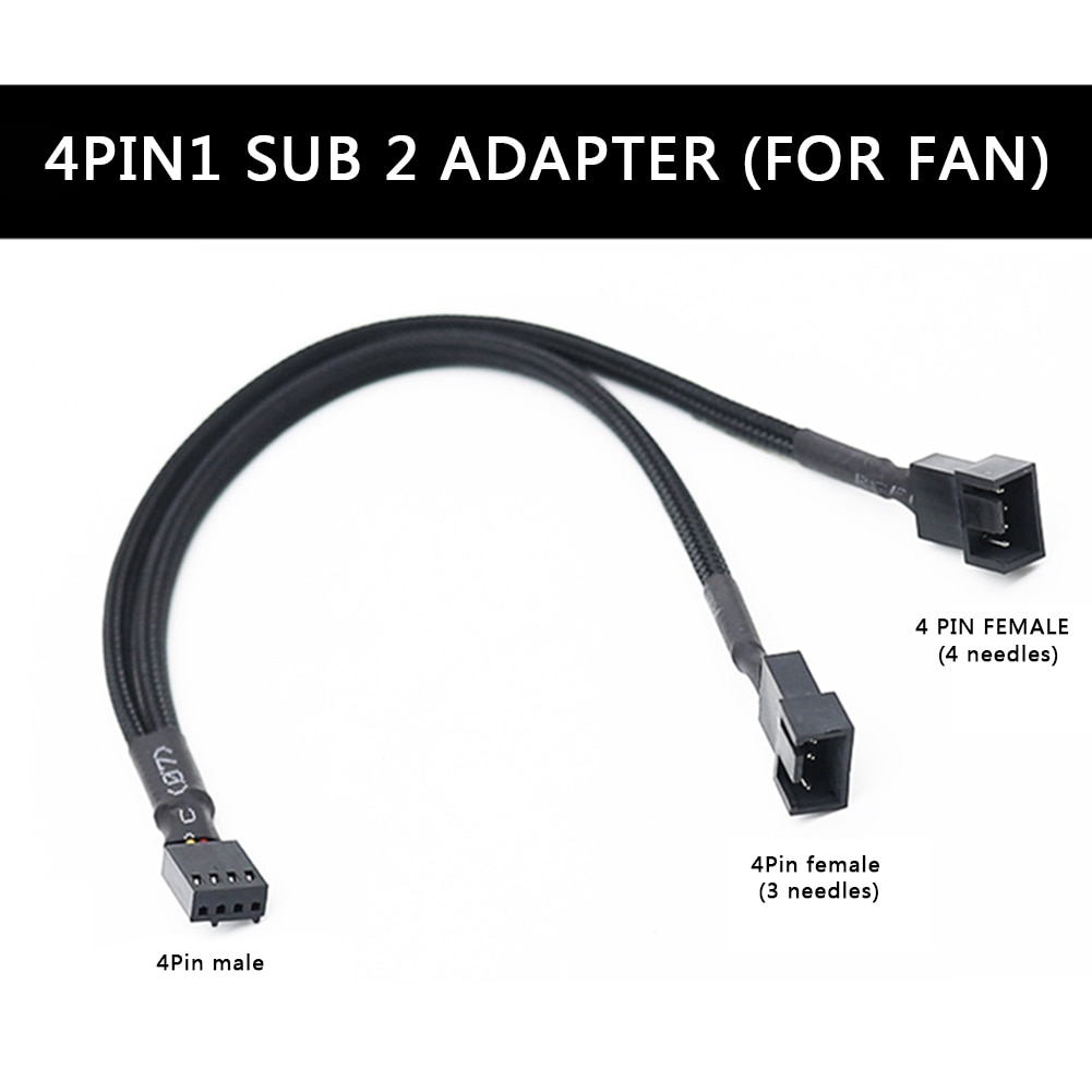 Cpu Pc Case Fan 4 Pin Extension Y Splitter Kabel 4 Pin Naar 3/4 Pin Kabel