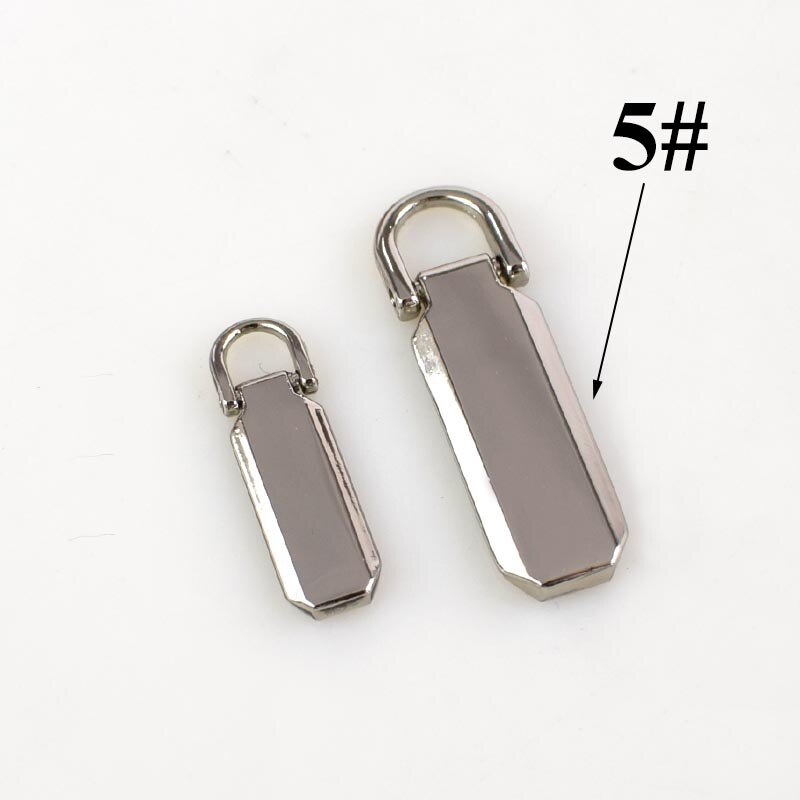 10Pcs Detachable 3# 5# Metal Zipper Pullers for Zip Sliders Head Zippers Repair Kits Zips Pull Tab DIY Accessories KY907: No5-silver