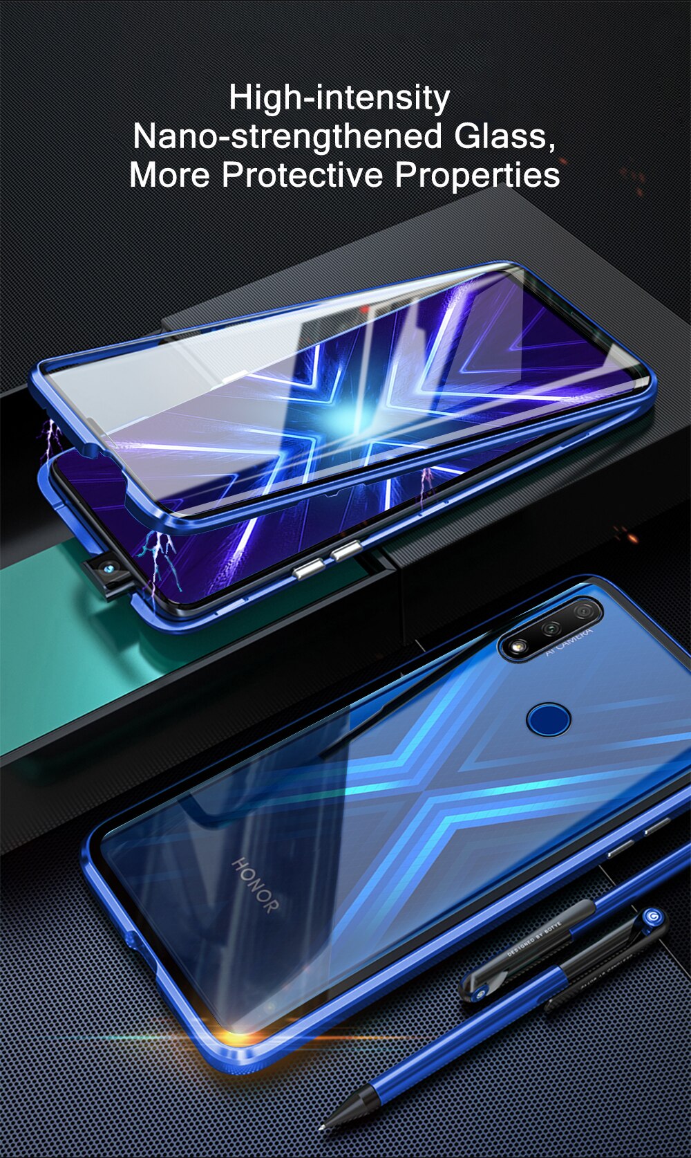 Adsorpcja magnetyczna etui na telefony dla Huawei Y6P Y7P szkło hartowane metalowa obudowa przednia i tylna szkło dla Huawei Y8P Y9S pokrywy skrzynka