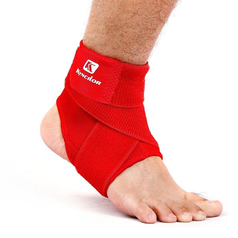 1 stk ankelstøtte justerbar elastisk anti forstuvning ankelbeskytter sport fitness ankelbeskytter bandage: 1 stk rød / L